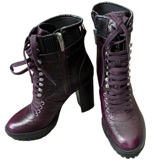 Vince Camuto NEW Deep Plum Colored Platform Ermania Combat Boots - Picture 1 of 14